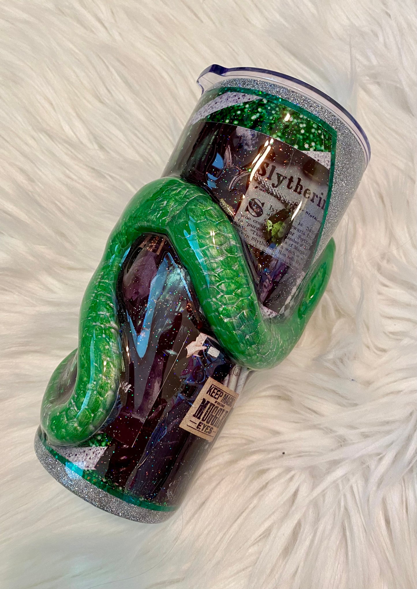 Slytherin Tumbler (Hand Sculpted 3D Tumbler)