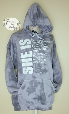 SHE IS - GREY TIE DYE Hoodie