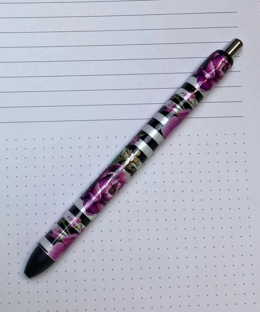 Floral and stripes /Custom Ink Joy Gel Pens