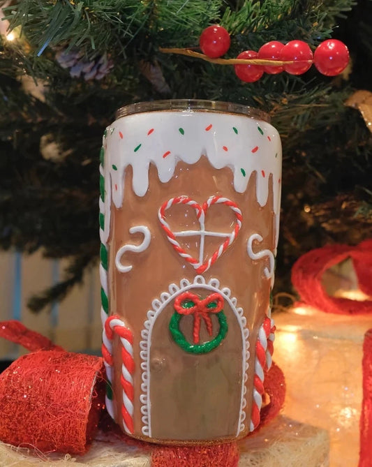 3D Gingerbread House Tumbler (Hand sculpted)