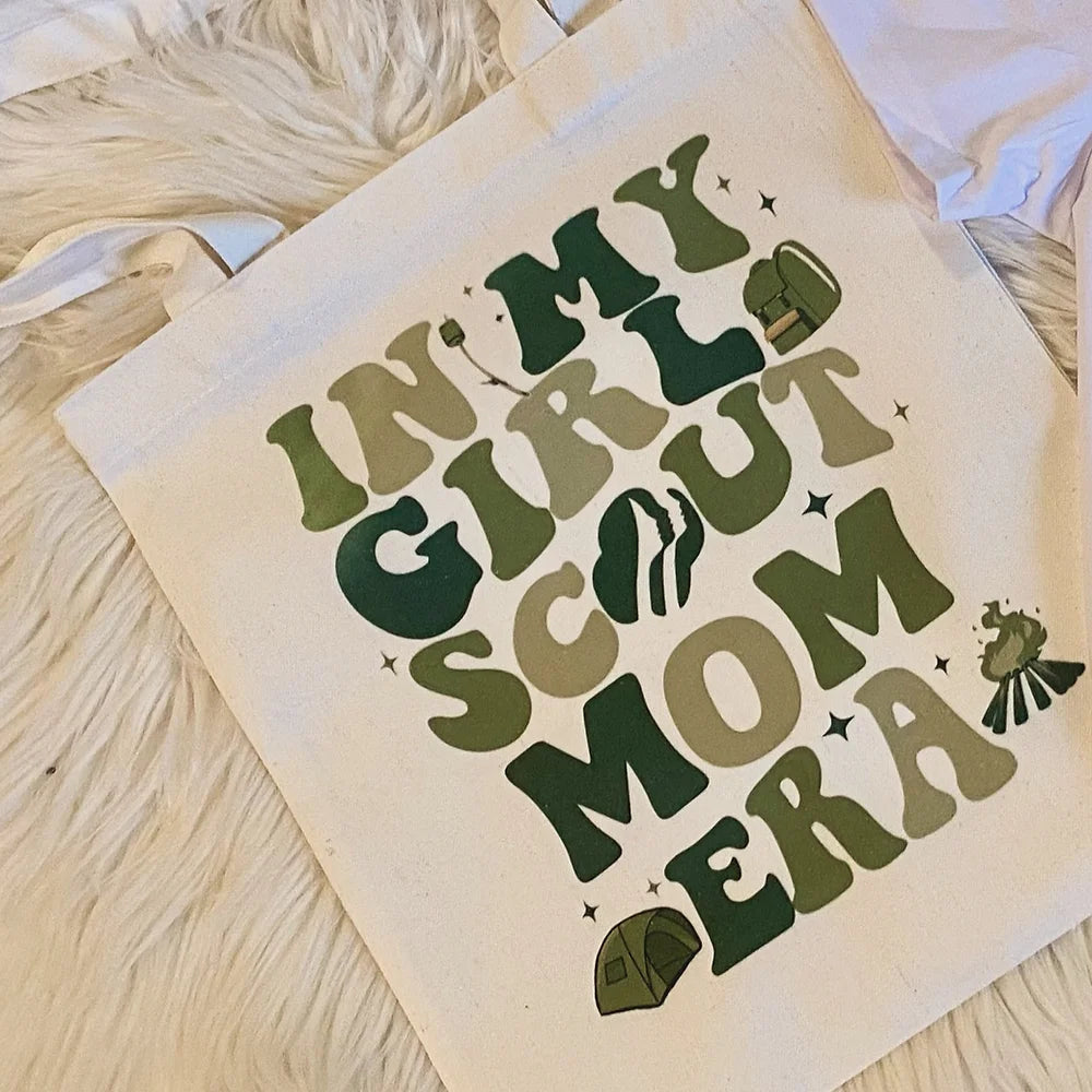 In my girl scout Mom tote Bag (Sublimation Bag).