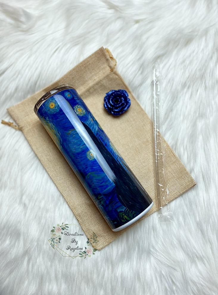 Van Gogh Stary Night theme 20 oz skinny tumbler